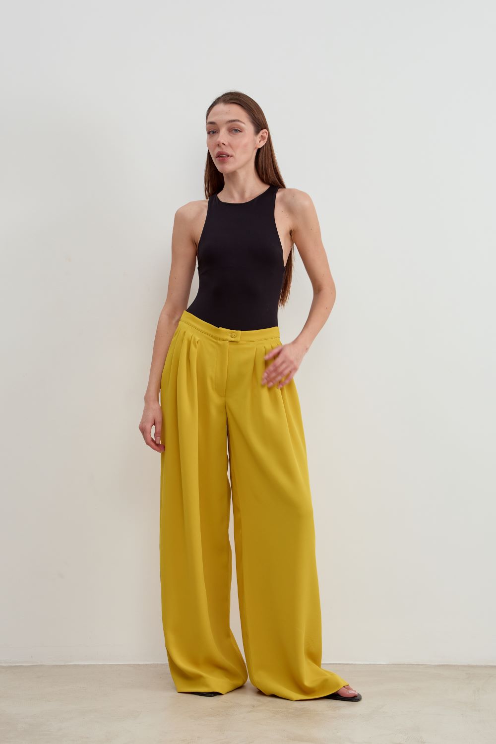 Palazzo pants women, yellow