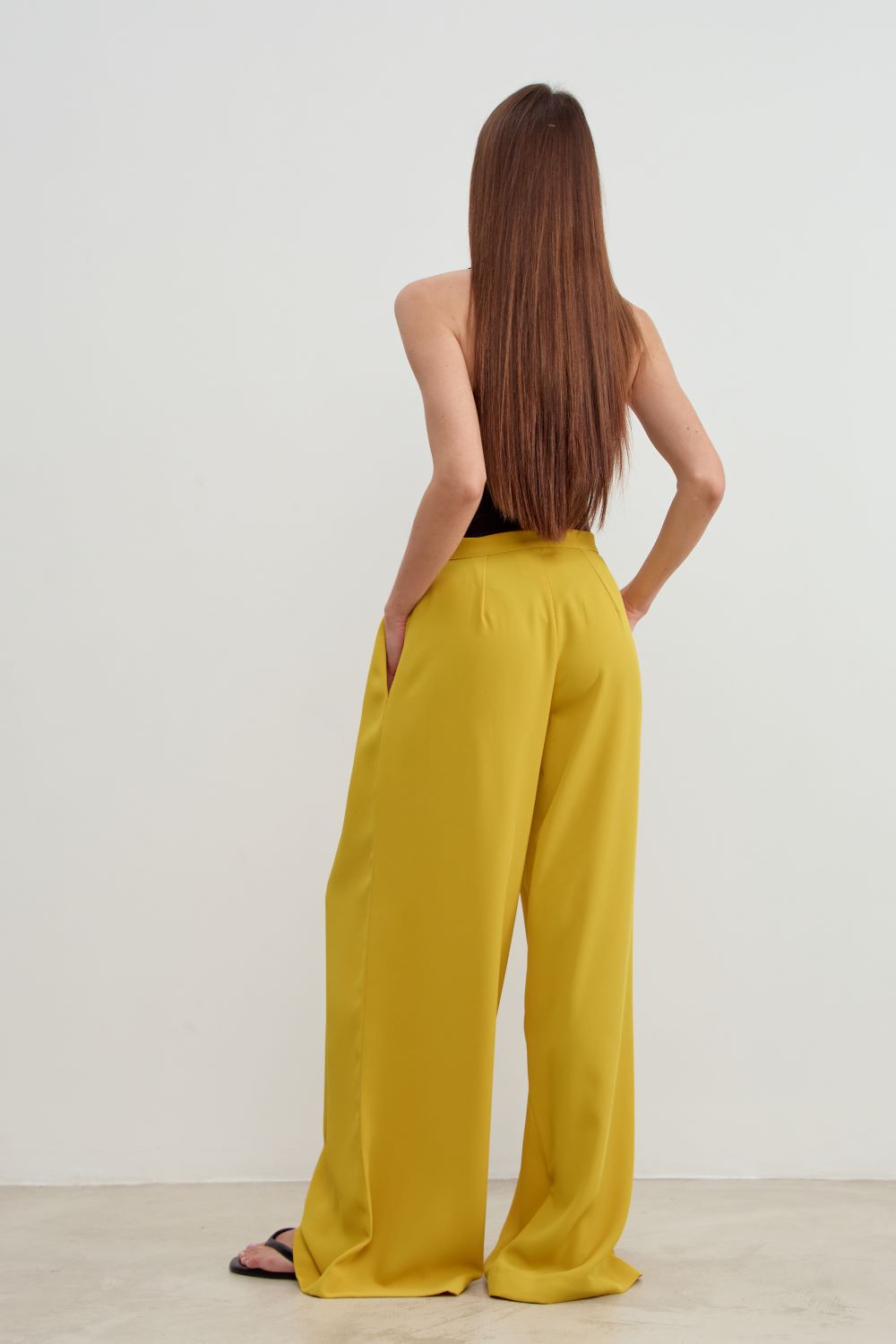 Palazzo pants women, yellow