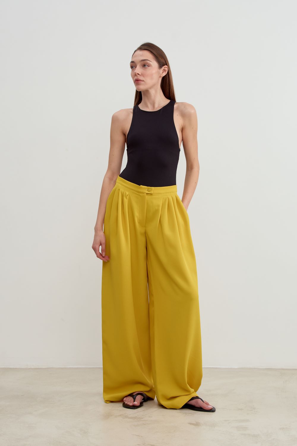 Palazzo pants women, yellow
