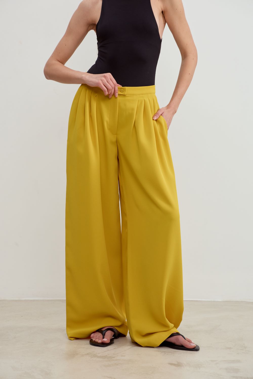 Palazzo pants women, yellow