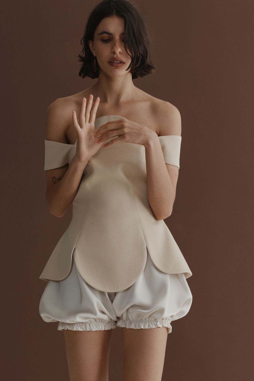 Oval corset top women, beige
