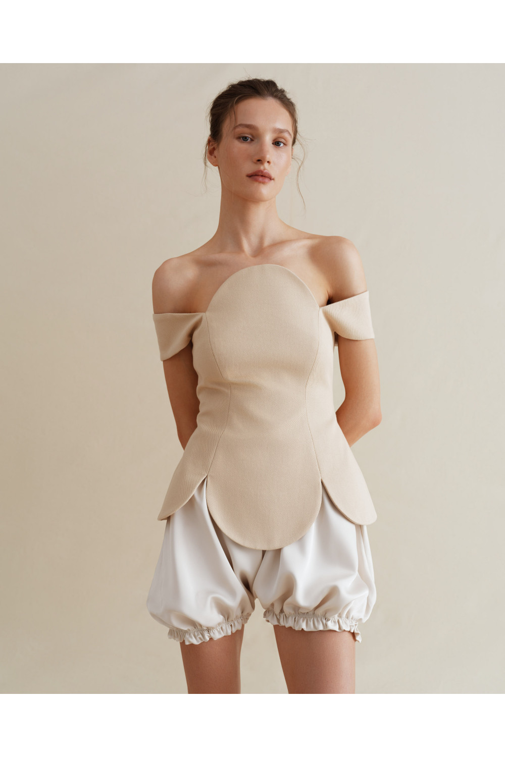 Oval corset top women, beige