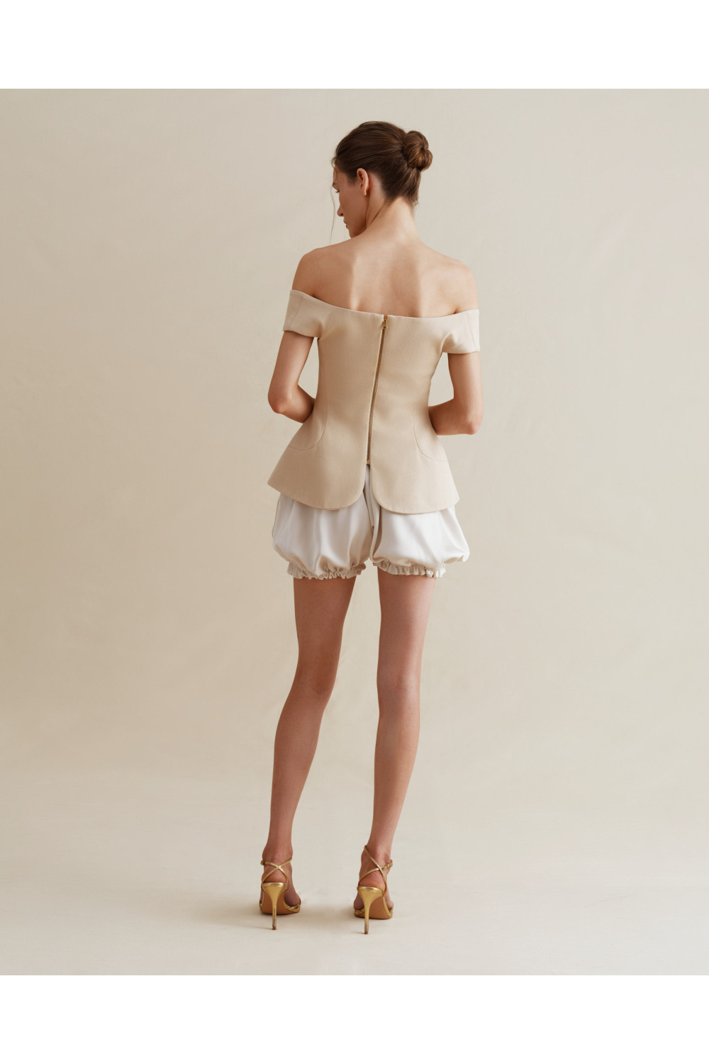Oval corset top women, beige