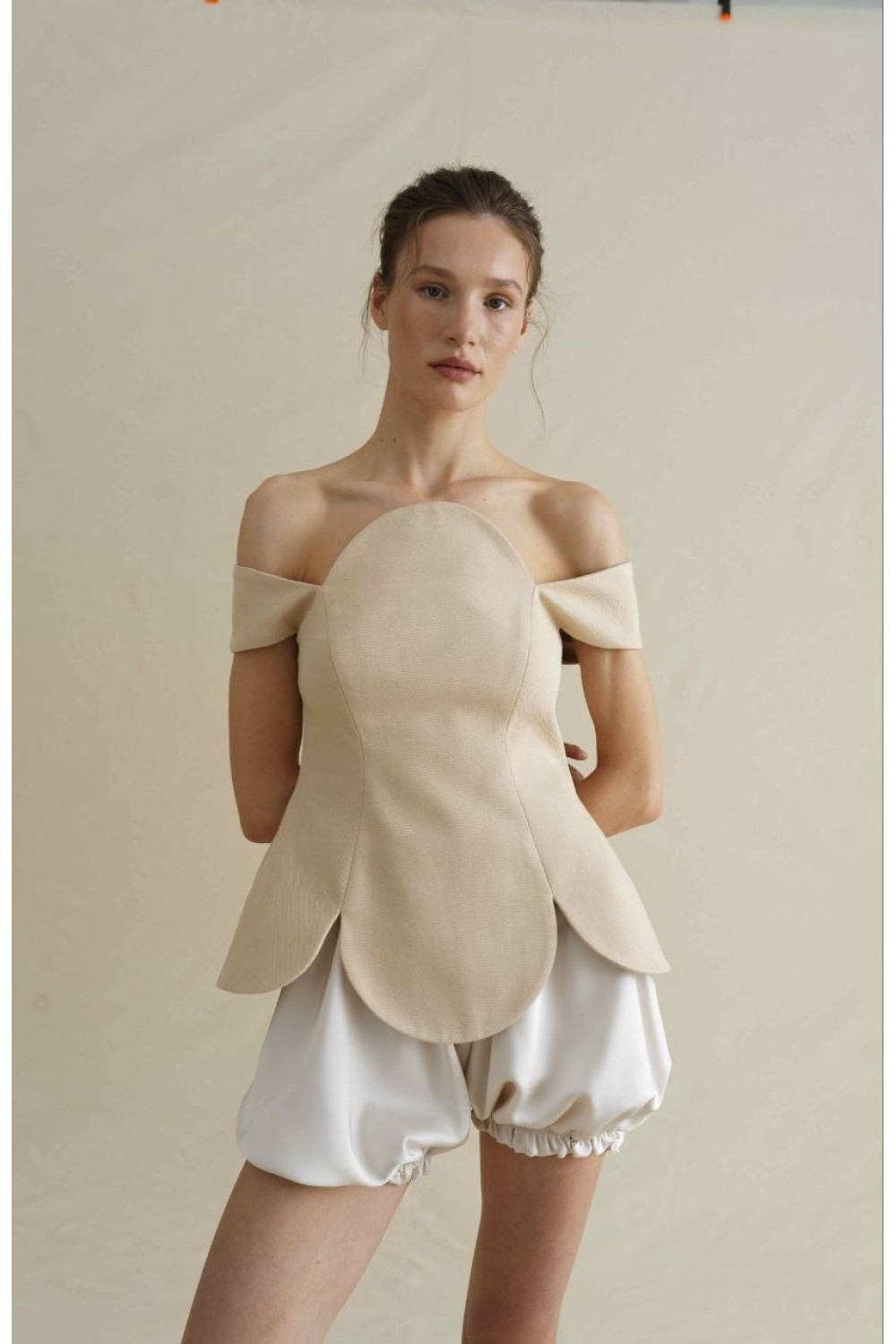 Oval corset top women, beige
