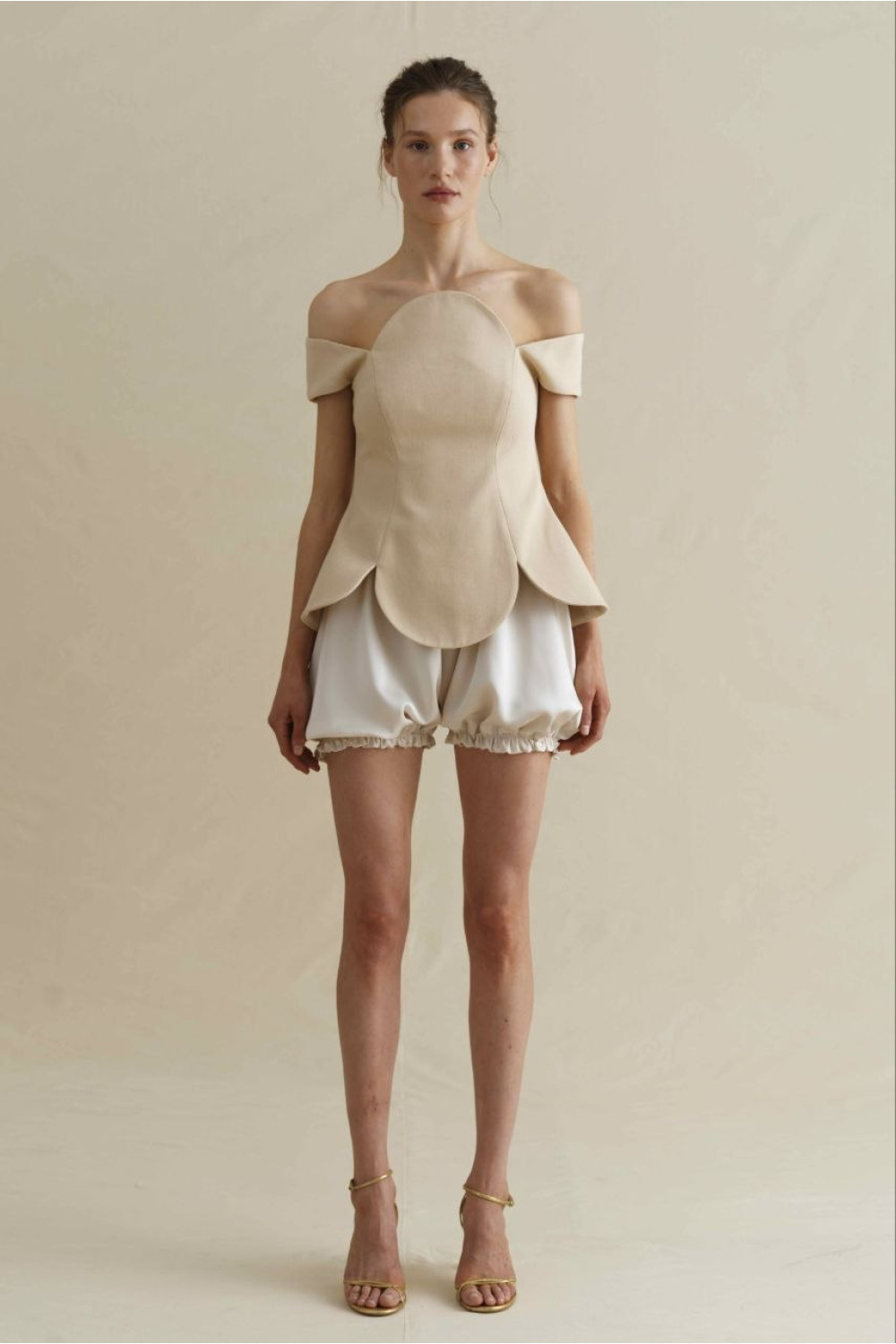 Oval corset top women, beige