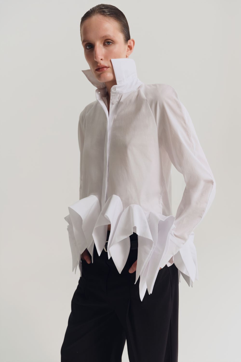 DRAPE SHIRT women’s blouse, white