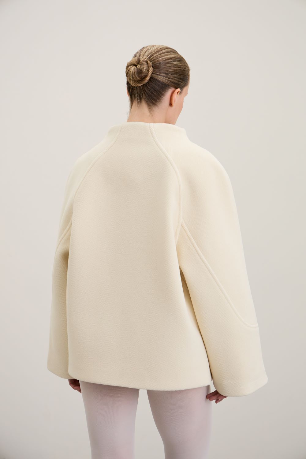 COCOON COAT women’s cropped coat, ivory