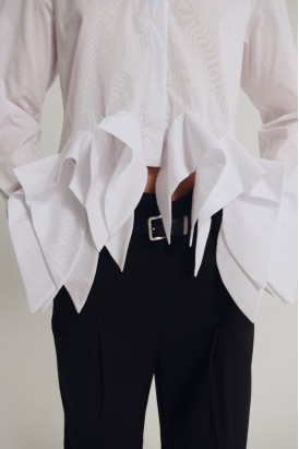 DRAPE SHIRT women’s blouse, white